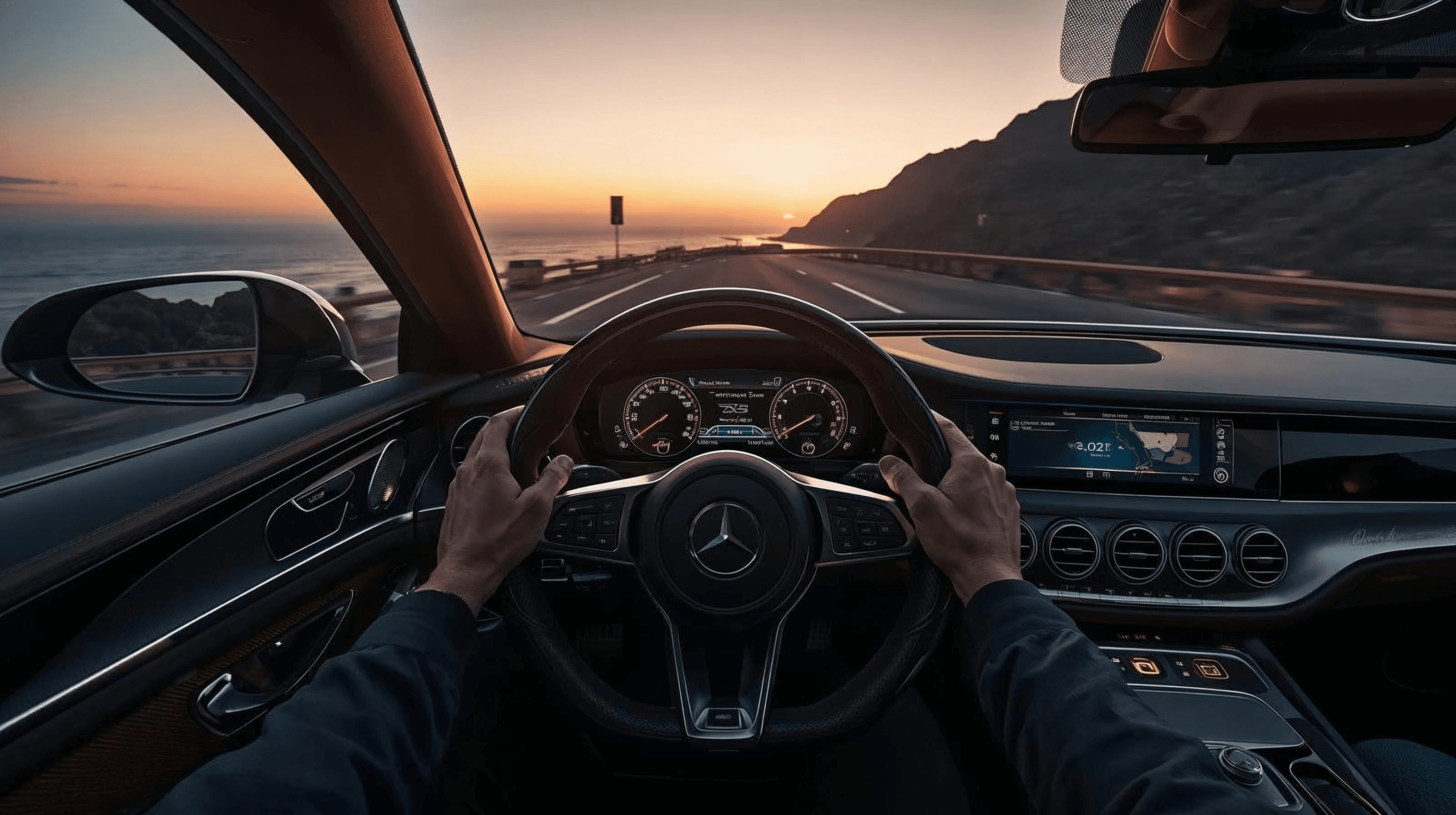 Driving luxury car